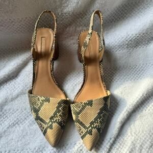 Antonio Melani snakeskin sling back pointed toe block heel size 10